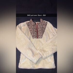 BKE Cream and Leopard Print Pullover Jacket